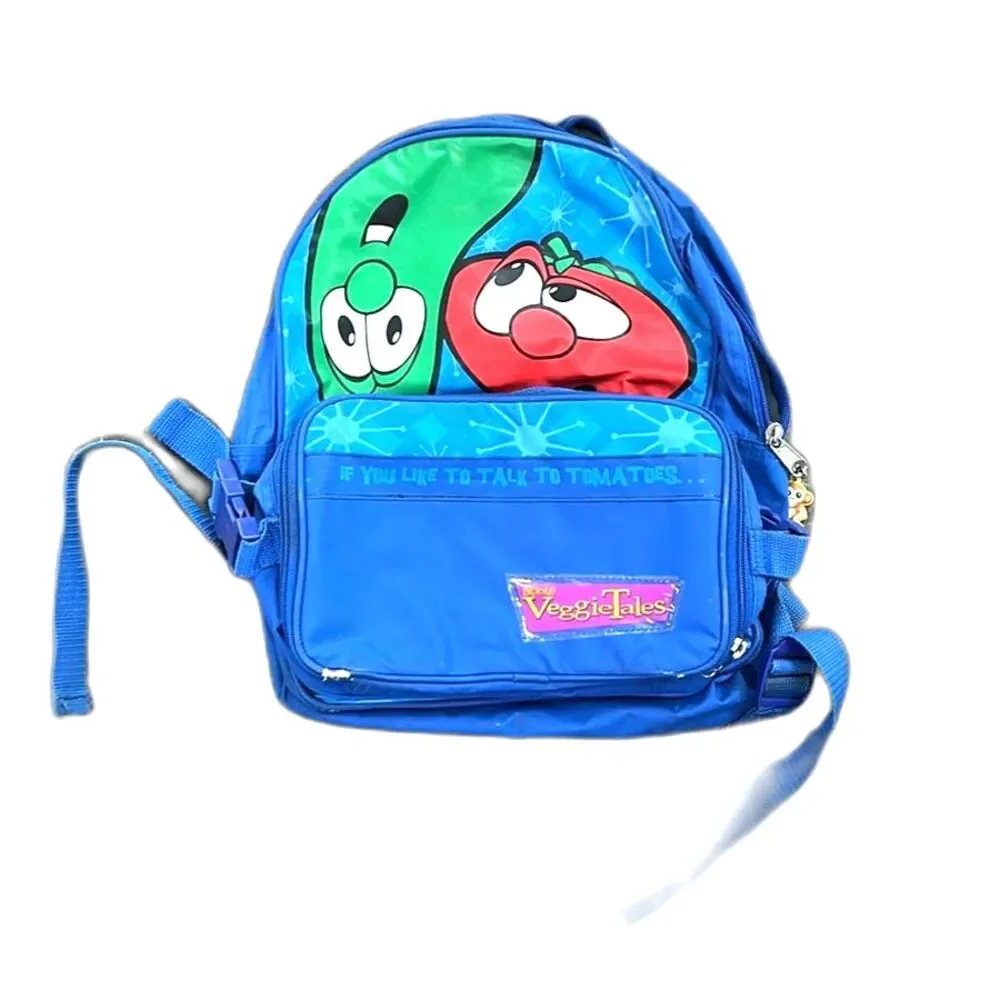 VEGGIE TALES Backpack Vintage Y2K 90s Bag Kids Enesco Bob Tomato Larry Cucumber